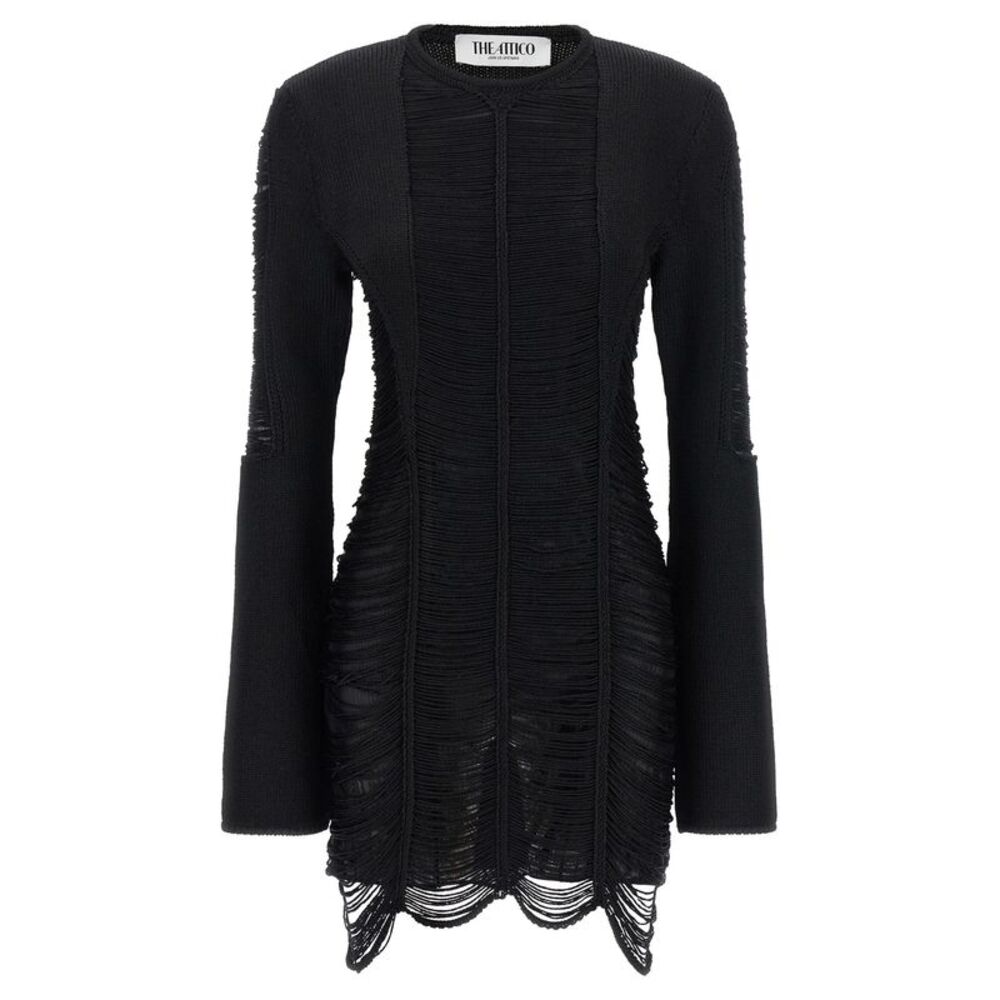 The Attico Black Viscose Short Women's Dress